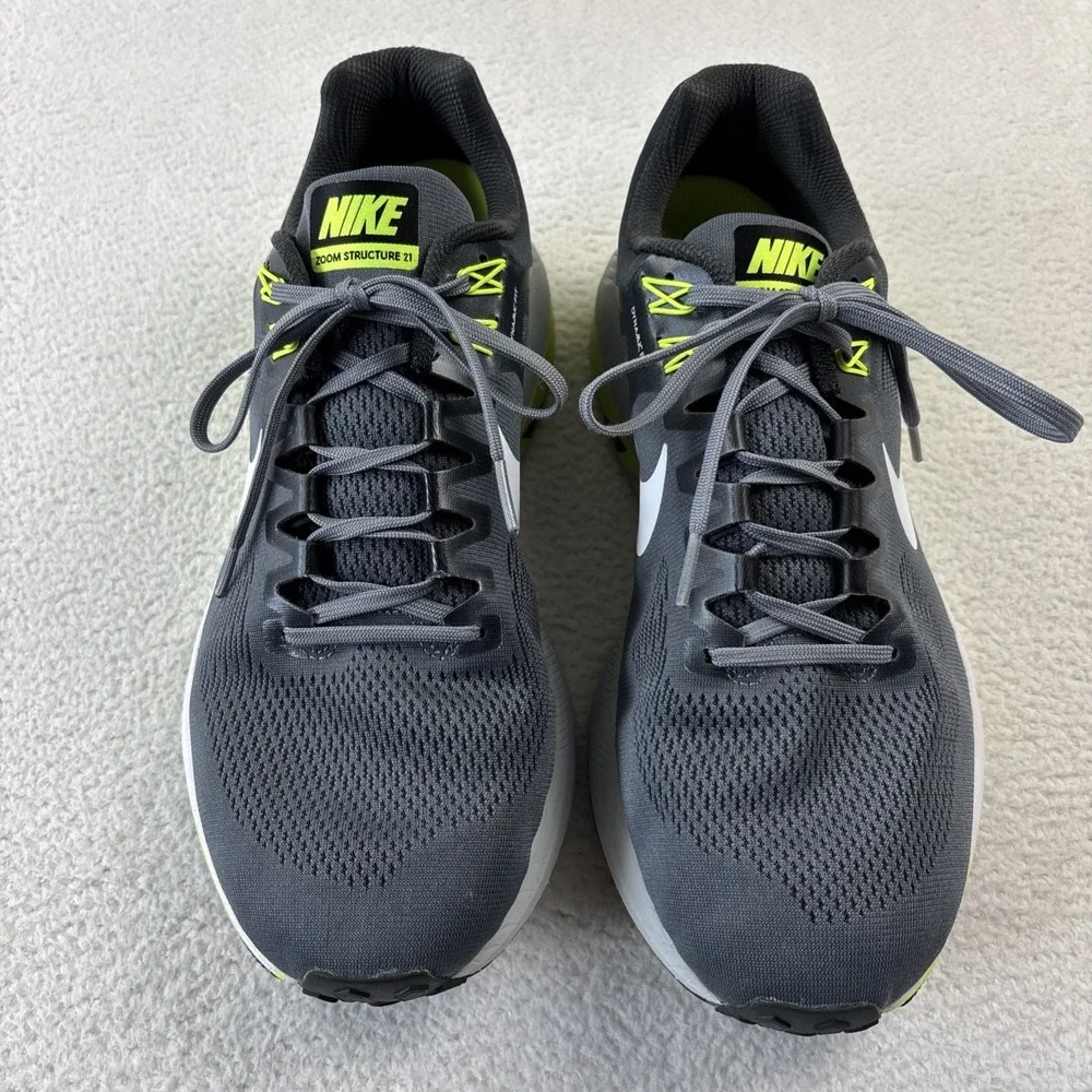 NIKE 'Zoom Structure 21' Mens Running Shoes Size 13 Gray/Volt Athletic Sneakers